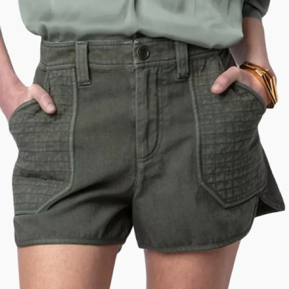 Zadig & Voltaire Olive Green Quilted Pocket Women’s Shorts